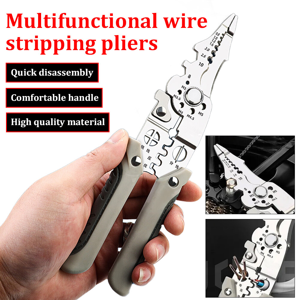 Multifunctional Wire Stripper Pliers for Electric Cable Crimping Cutting