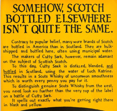 1977 Cutty Sark Scotch Black Yellow Advertisement Distillery Liquor DWF15