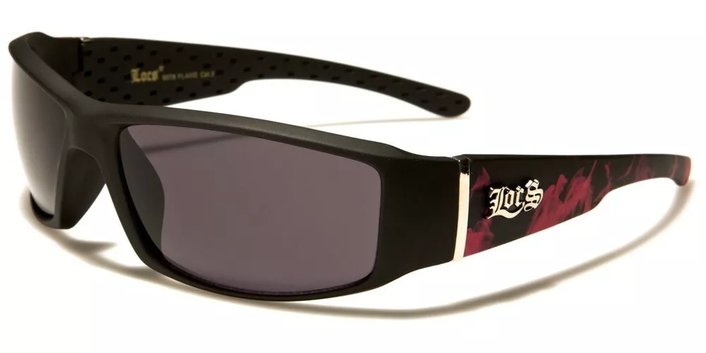 LOCS Lunette de soleil avec branches motif Flammes pour Bikers