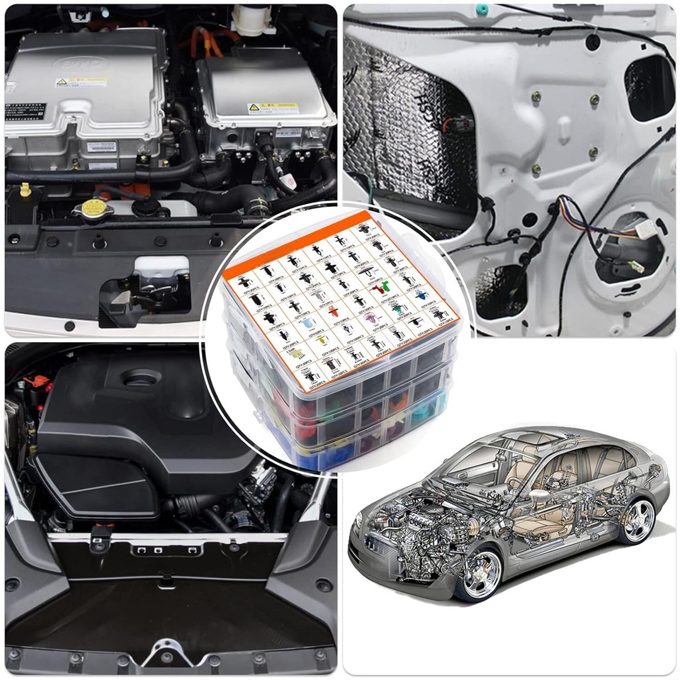 1300PCS Car Push Retainer Clips Door Panel Bumper Fender Rivets Fasteners Clips - Foto 6