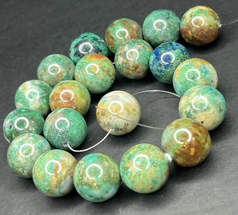 Very Rare Vintage 20mm Natural Green Chrysoprase Round Gemstone Beads 20ct -234g - Image 4 of 4