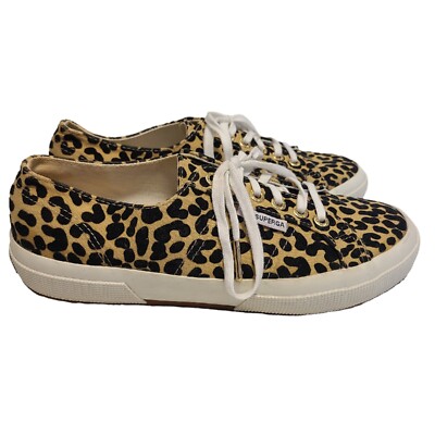 Superga Leopard Print Trainers Sneakers Tennis Shoes Womens 100% Cotton  Size