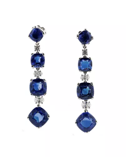 Bulgari Sapphire and Diamond Earrings 17.62CTTW Sapphire/.65 CTTW Diamonds RARE