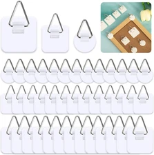 60 Pcs Adhesive Picture Hangers without Nails Plastic Photo Bracket Foam Board H