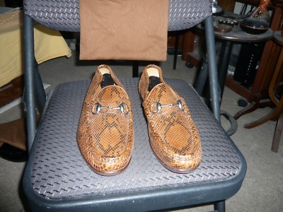 Gucci Cognac Python Skin Moccasin W/Horse Bite, Size IT 7, US 8  