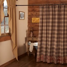 Dawson Star Shower Curtain Patchwork Country Primitive Woodland Brown Khaki VHC