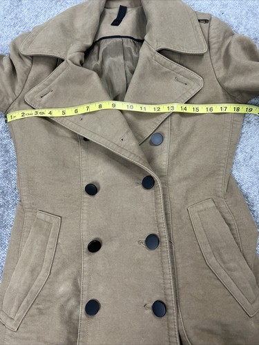 MANGO MNG SUIT Women’s Sz XS Beige Double Breasted Coat Jacket Brushed Cotton - Picture 5 of 15