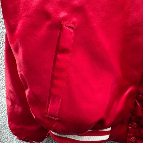 VINTAGE Nebraska Cornhuskers Satin Jacket Mens Extra Large Red Herbie Swingster - Picture 3 of 9