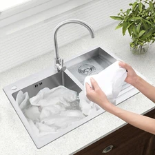 Kitchen Bar and Laundry Utility Sink Drop-In Stainless Steel Double Bowl Sink