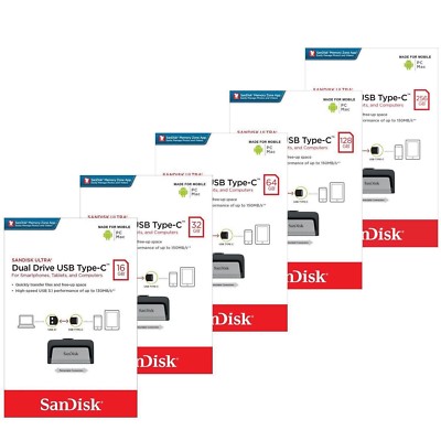 SanDisk Ultra16/32/64GB Dual USB 3.1 Typ C Flash Drive Memory Stick 130MB/S