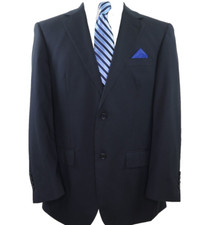 Jhane Barnes Mens Pure Wool Dark Blue Striped Blazer Jacket Sport Coat 42 S EUC