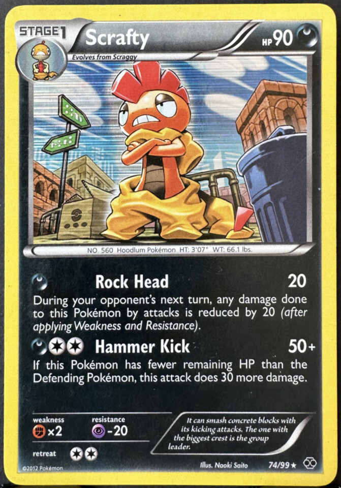 Scrafty | 74/99 | Holo | Black & White Next Destinies | Pokemon Card 2012 | LP