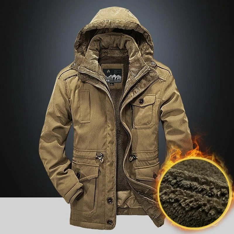 Hooded Warm Jacket Men Jacket With Zipper Outdoor Coat Pocket Winter Thick  Men's Coats & Jackets Designer Men at  Men’s Clothing store