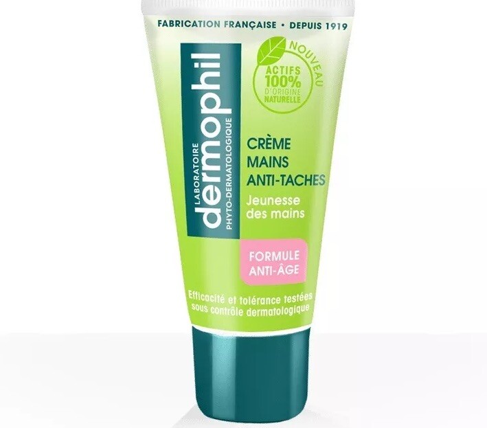 Crème main anti âge anti tâches Dermophil lot double action correction brune et haute nutrition