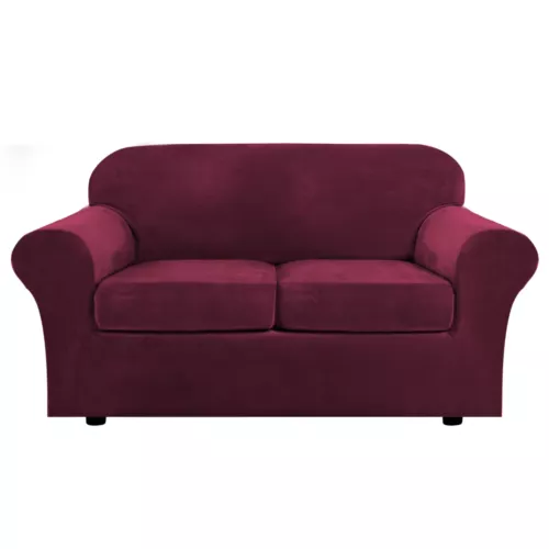 Samt Stretch Elastisch Sofabezug Wohn Couch Schonbezüge Schoner 1/2/3 Sitzer - Bild 28 von 112