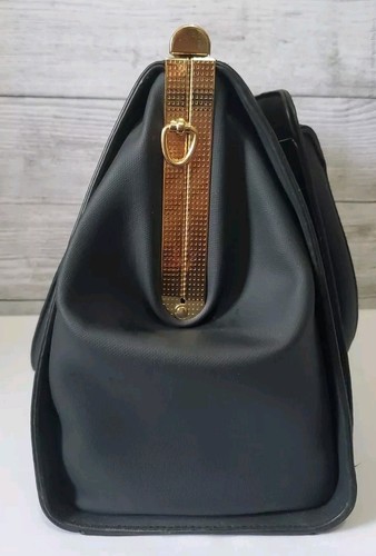 La Terre Fashion Woman’s Vegan Handbag Black Jeweled Snap Closure - Picture 4 of 7