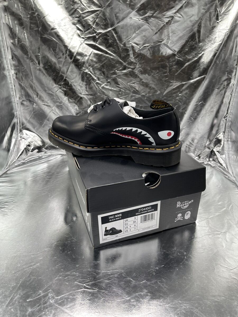 DR. MARTENS A BATHING APE X MASTERMIND 1461 BLACK Men's Sz 6 DR. MARTENS A BATHING APE X MASTERMIND 1461 BLACK Men's Sz 6