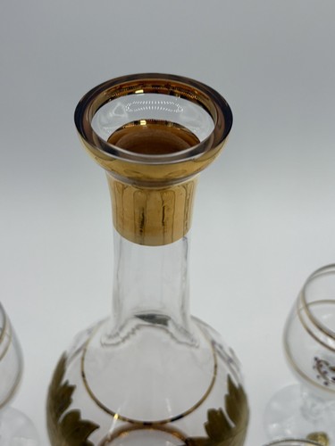 Vintage Bohemia Crystal Decanter And Stopper With 4 Glasses - Picture 5 of 7