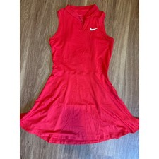 Nike Court Dri-FIT Tennis Dress Womens Small Red Sleeveless Mock Neck