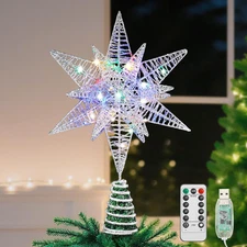 Unique Hexagon Star Christmas Topper - USB Powered LED & Remote for Dynamic Ligh