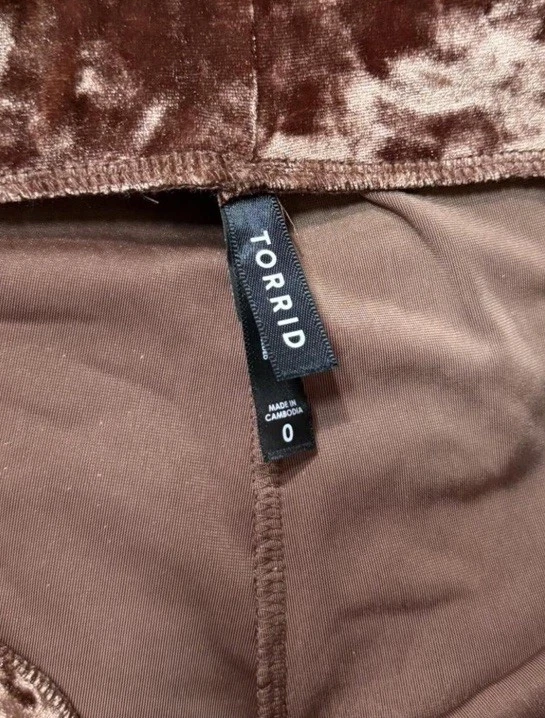 Torrid Brown Crushed Velvet Flare Pants, Women’s Size 0X - Image 4 of 4