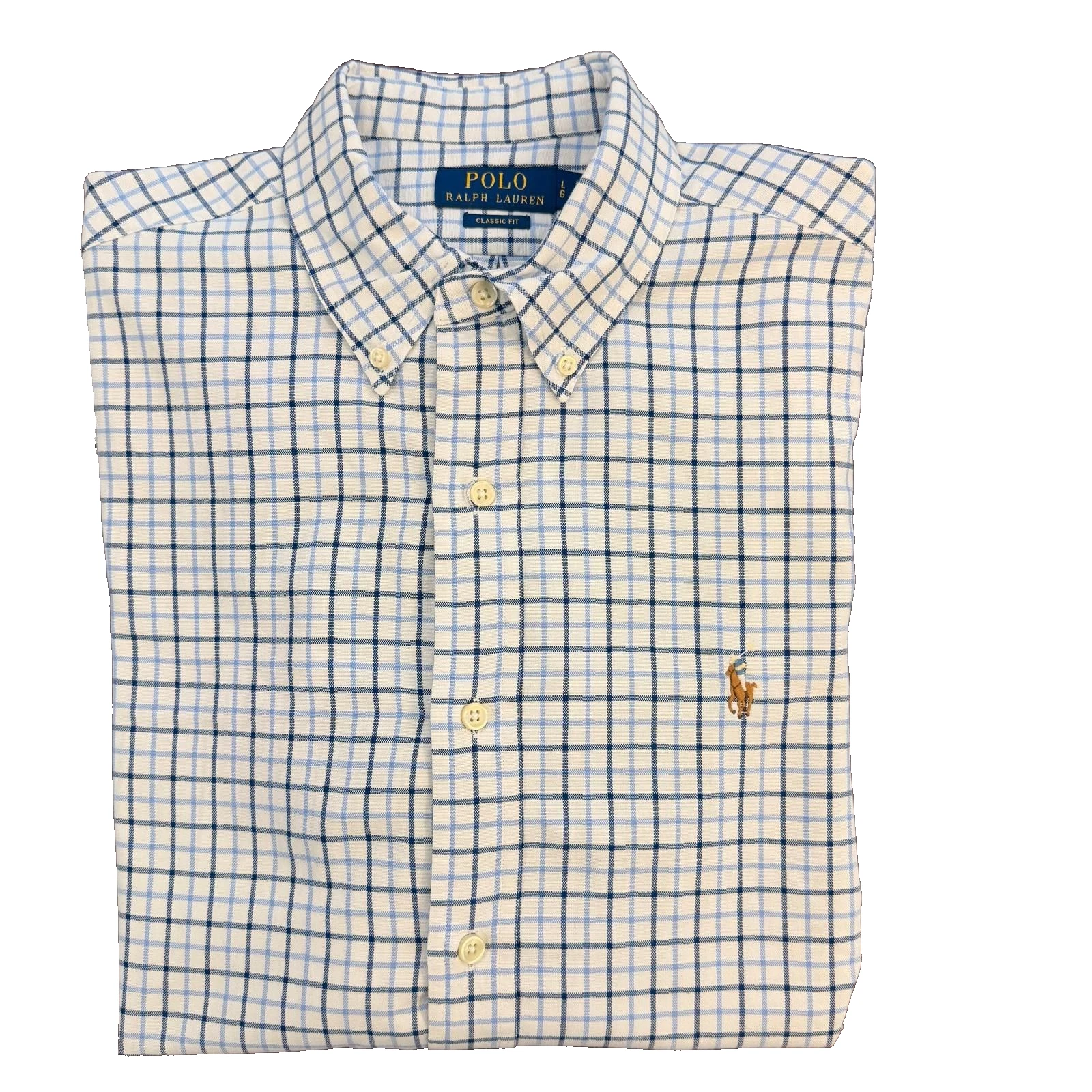 Polo Ralph Lauren Classic Fit Men's L Check-Printed Oxford Shirt Preppy Casual