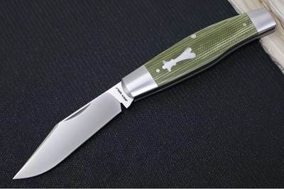 Jack Wolf Knives Stockman Slipjoint - Green Canvas Micarta / Sandvik 14C28N