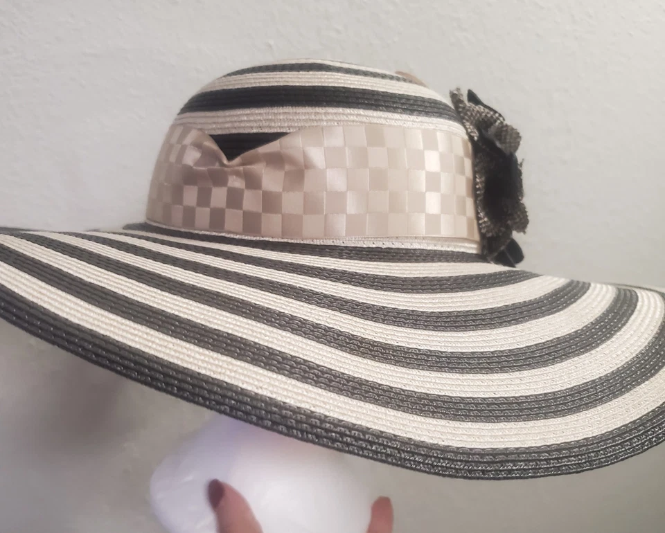 Fleur de Paris 定制宽边德比帽 Nicole LeBlanc Zeeble 签名 复古 二手状况完好 — 第 3/4 张图片