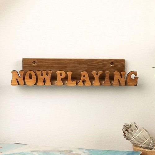 Now Playing Vinyl Record Stand Display Wall Mount Solid Wood Album Shelf2756 - Foto 4 di 6