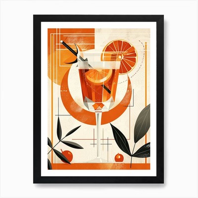 Art Deco Aperol Spirtz 2 Art Print Framed Wall Art Poster Canvas Print Picture