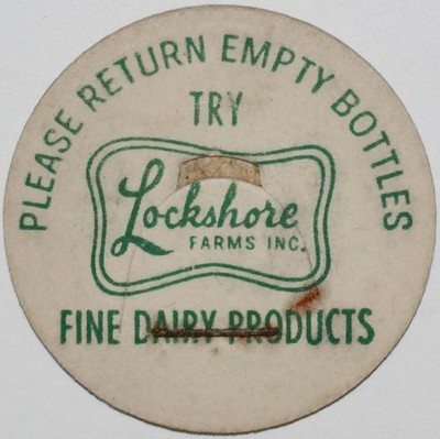 Vintage milk bottle cap LOCKSHORE FARMS INC Kalamazoo Michigan new old stock
