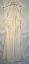 Tahari Arthur S. Levine Ivory Solid V-Neck Halter Satin Long Ribbon Dress M