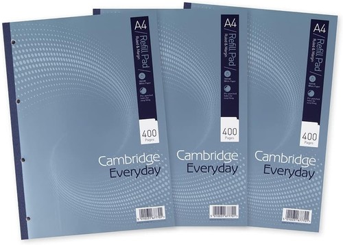 Cambridge Lined Paper A4 Refill Pad, Ruled and Margin, 400 Page, Pack ...