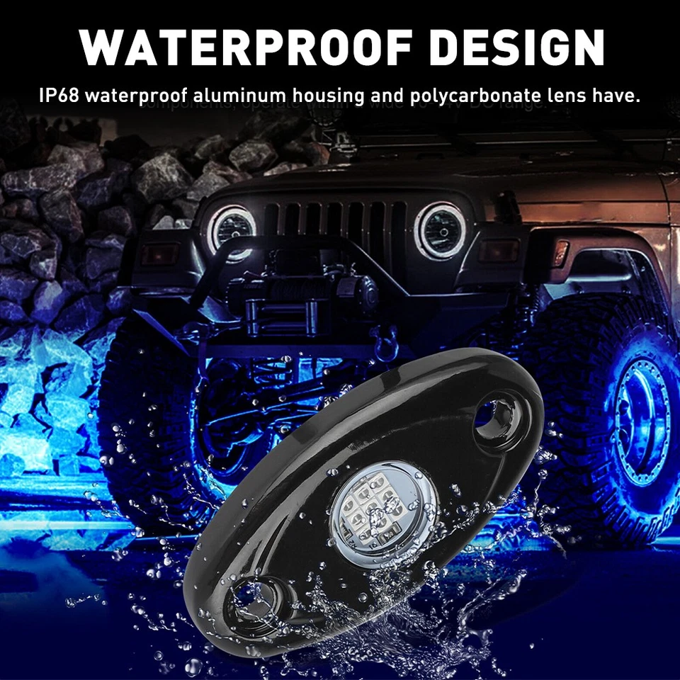 100Pcs Blue LED Rock Light Pods Underbody Glow Lamp Offroad SUV Pickup Truck UTV - Image 4 of 4