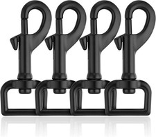 Swivel Eye Bolt Snap Hooks - Black Heavy Duty Dog Leash Clips  Clasp -