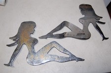 Pair Of Vintage Nude Lady Luck Semi Truck Mud Flap Girl Grill Emblem Ornaments Pair Of Vintage Nude Lady Luck Semi Truck Mud Flap Girl Grill Emblem Ornaments