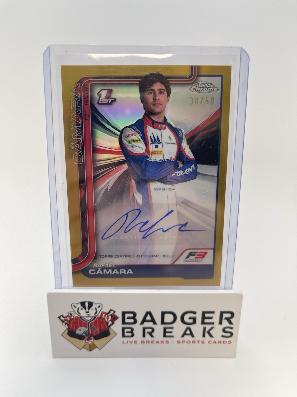 Rafael Camara Gold Auto /50 Autograph 1st F3 F1 Topps Chrome 2025 Formula 1 AC