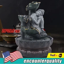Tabletop Water Fountain Zen Meditation Indoor Waterfall Feature with LED Light