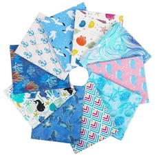 Medium Weight 5.2oz Cotton Quilting Fabric Bundle - Blue Sea