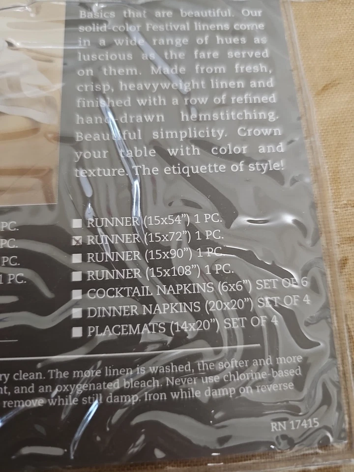 Corredor de mesa Sferra Festival lino curry 15" x 72" Foto 4 de 4