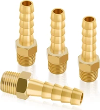 KOOTANS 4Pcs Brass Hose Barb Fittings 1/4" Hose Barb to 1/8 NPT Male Thread Air