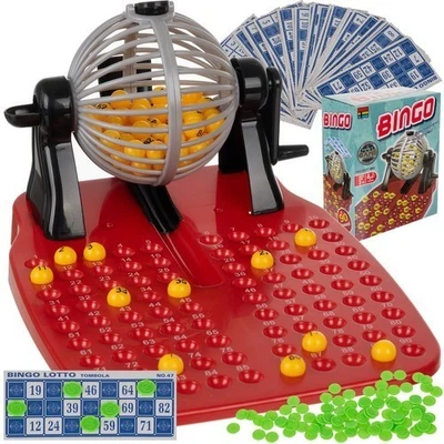 KRUZZEL Bingo Spielset 🎯 Bingotrommel mit 90 Kugeln Karten & Chips Familienspiel
