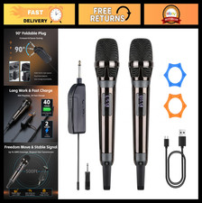 Dual Wireless Microphones for Karaoke - 500ft Range, LED Display, Dynamic Sound