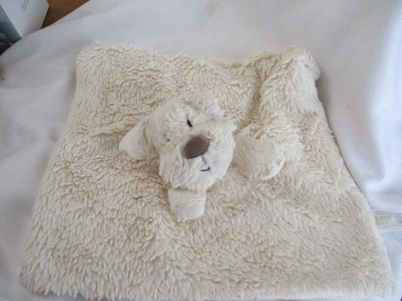 Kellytoy Lovey Puppy Dog Security Blanket Baby Rattle Cream White 14