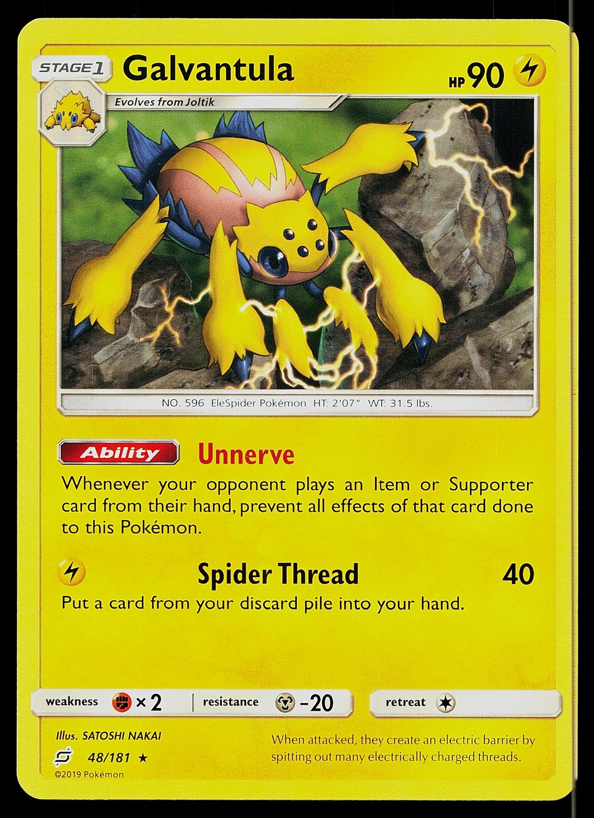 Pokemon Card Team Up Galvantula 48/181 Rare