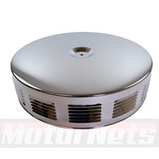 14 Round Louvered Corvettegto Style Air Cleaner Top Lid Only Flat Top Chrome