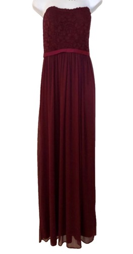 David's Bridal Formal Wine Color Ball Gown Strapless Maxi Dress 10 NWT