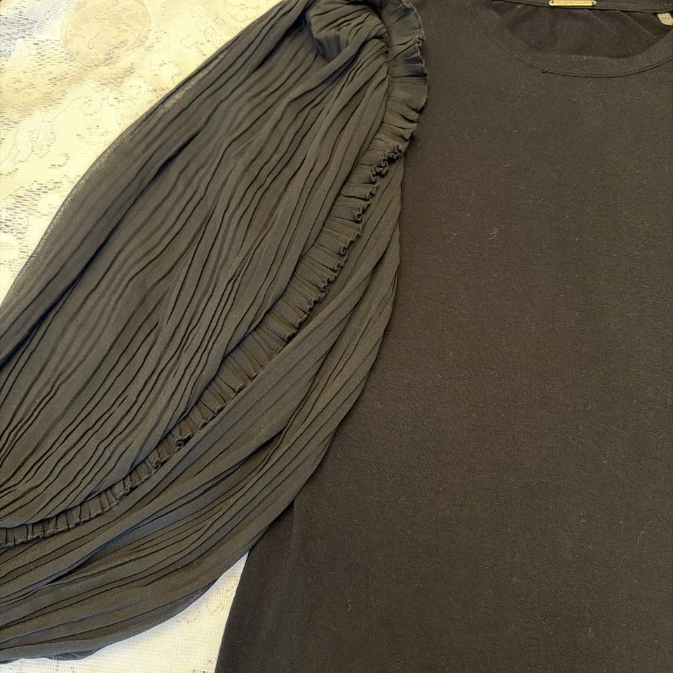 Elie Tahari женщин Sz S/M длинным рукавом вязаный блузка чистый воздушный шар с оборками рукава - Изображение 4 из 4