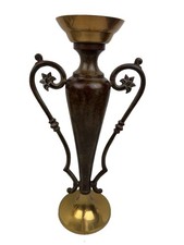 Vintage 22.5” Bronze Brass Trophy Urn Vase Ornate Scroll Handless Removable Cup 
