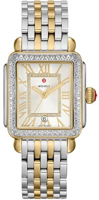 Michele Deco Madison Silver Roman Dial Diamond Bezel Two 